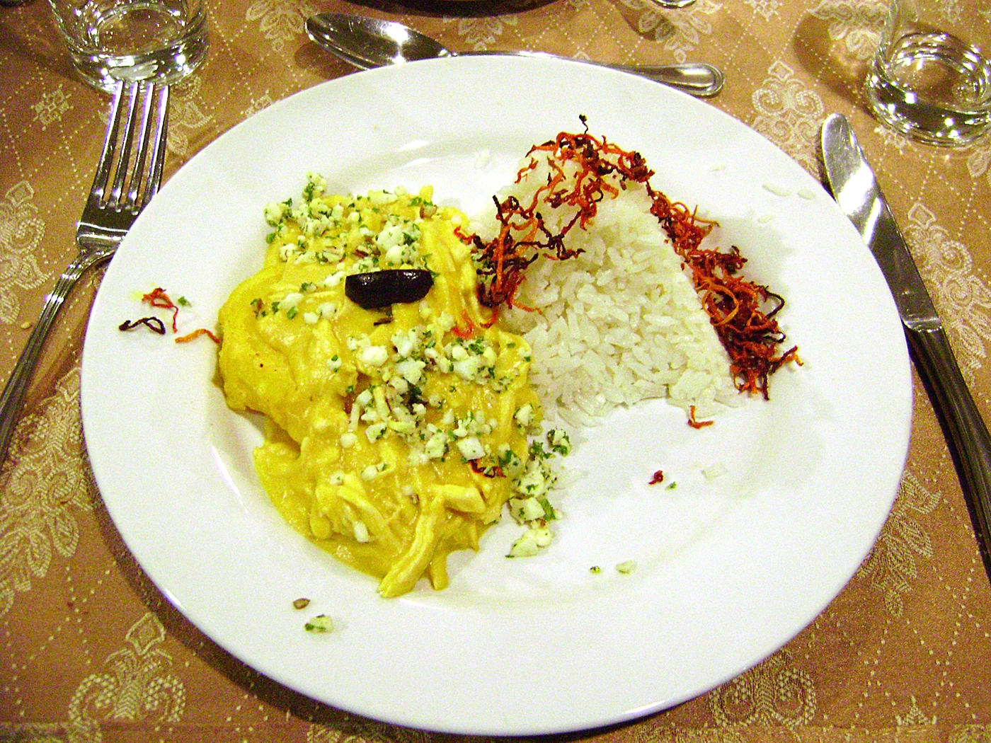 Ají de Gallina (Peruvian Chili Chicken) prepared recipe