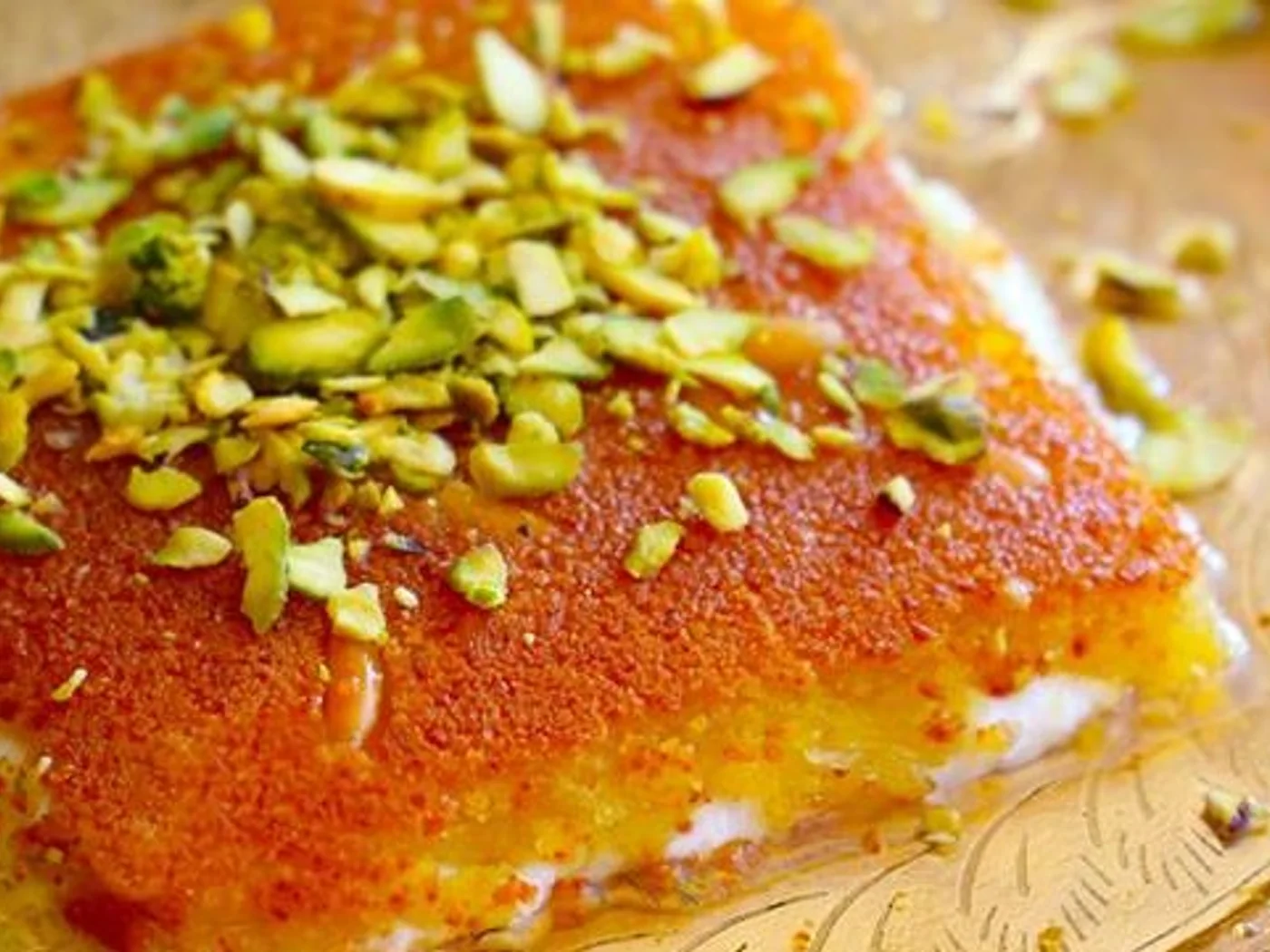 Kanafeh (Egyptian Sweet Cheese Pastry) prepared recipe