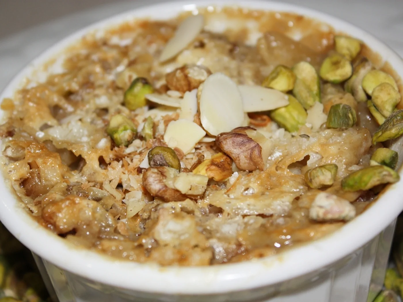 Puff Pastry with Nuts and Whipped Cream (Om Ali) prepared recipe