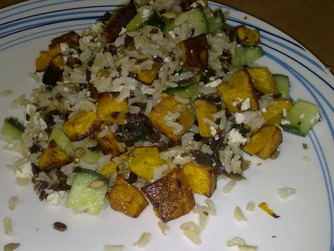 Roast Butternut, Biltong and Brown Rice Salad prepared recipe