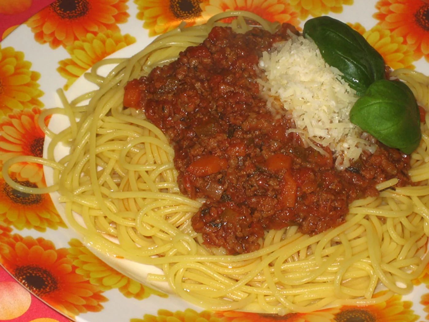 Spaghetti with Bolognese Meat Sauce prepared recipe