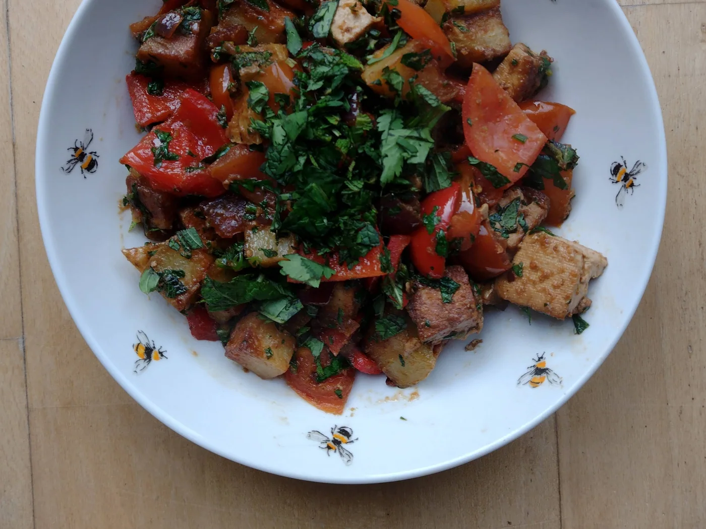 Tofu Saltado prepared recipe